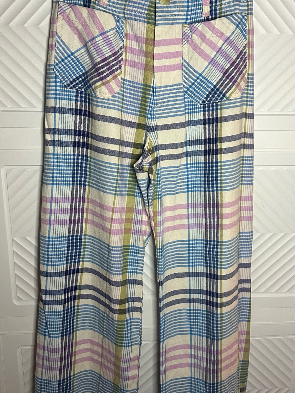 Maeve Pastel Multi Plaid Wide-Leg Pants